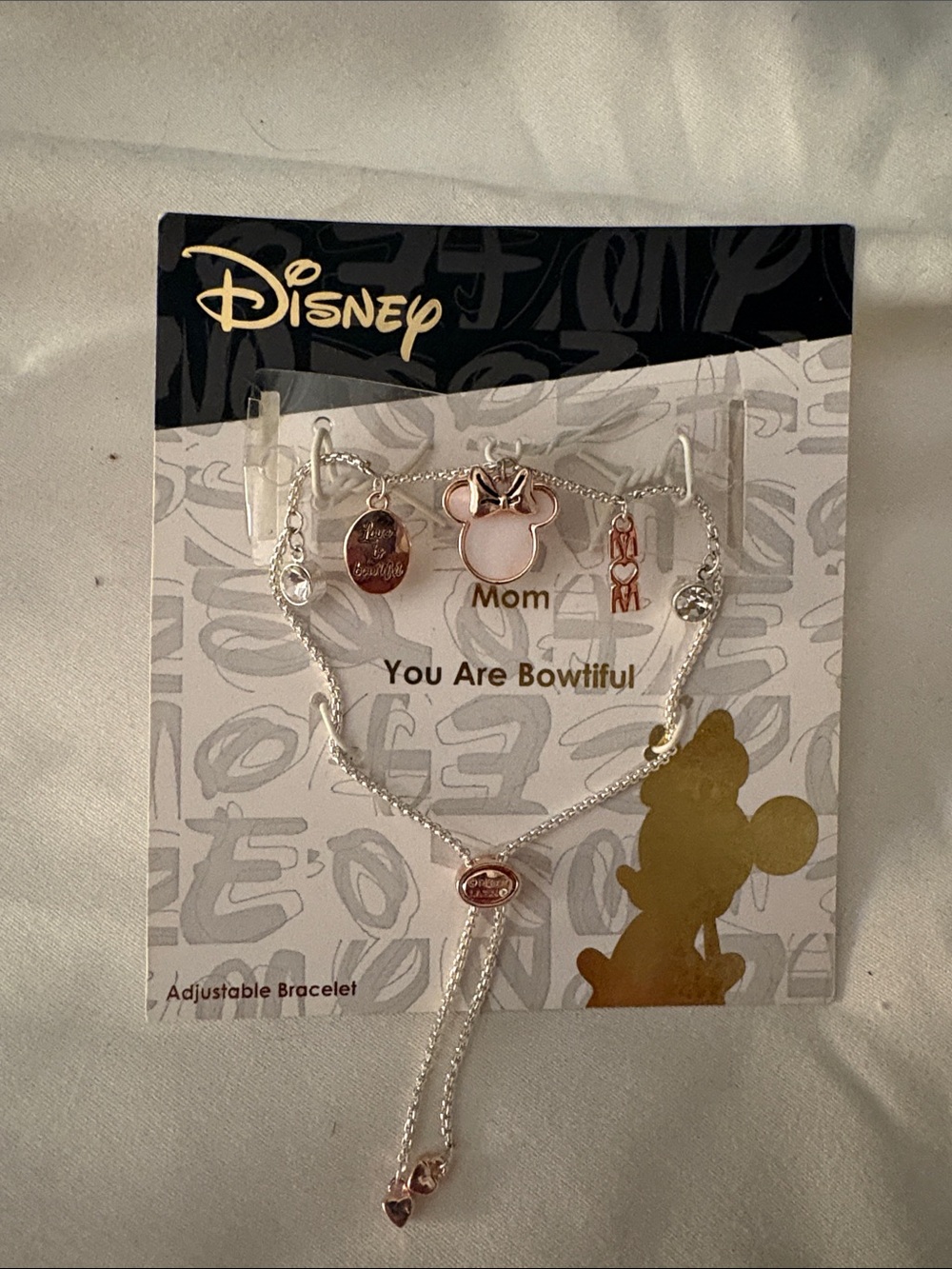 Disney Minnie Mom Charm Bracelet - Silver & Rose